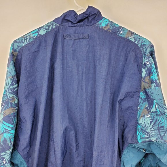 Vintage Nike Blue and Green Abstract Printed Windbreaker Jacket Small - Picture 9 of 10